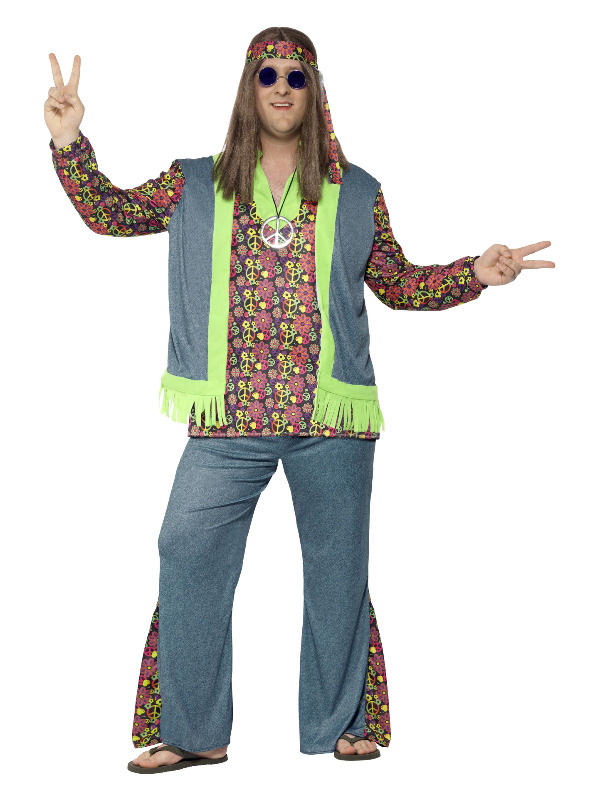 Curves Hippie Costume, Multi-Coloured