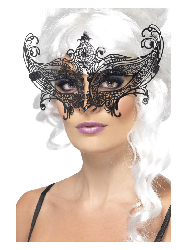 Farfalla Metal Filigree Eyemask, Black