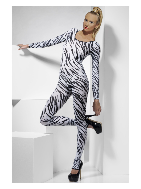 Zebra Print Bodysuit, Black & White