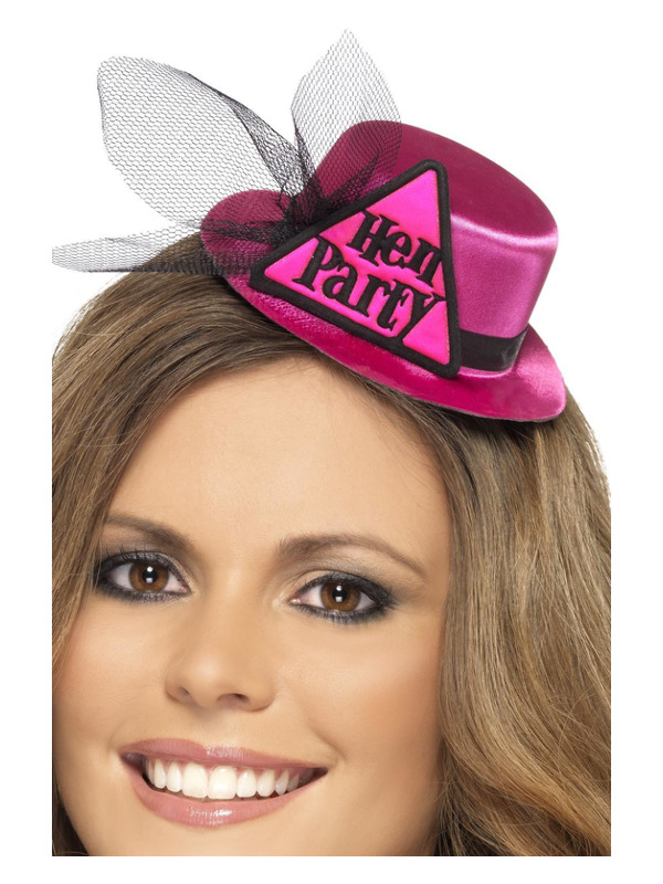 Hen Party Hat, Pink, with Hairclip and Veil