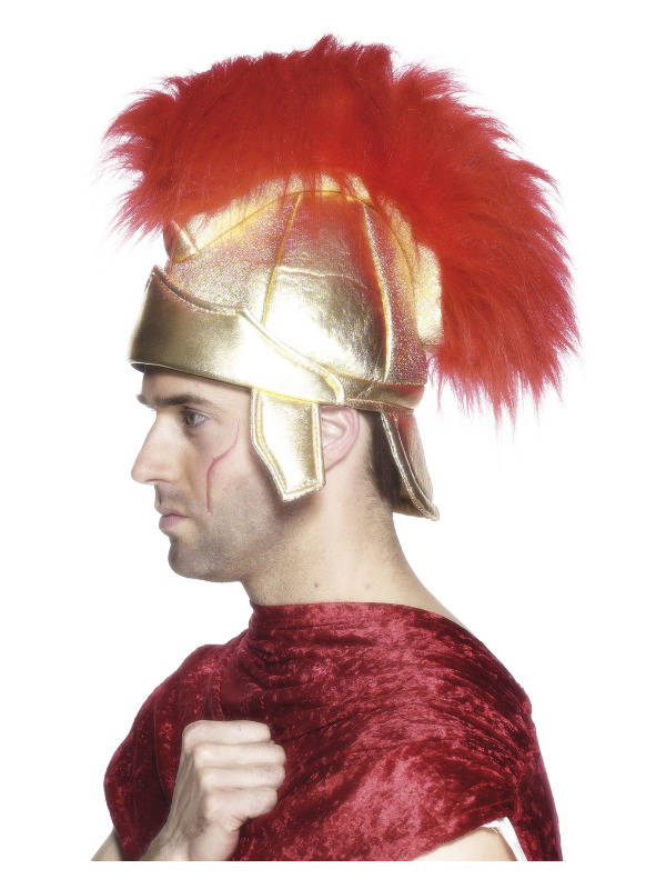 Roman Soldiers Helmet, Gold, with Plume