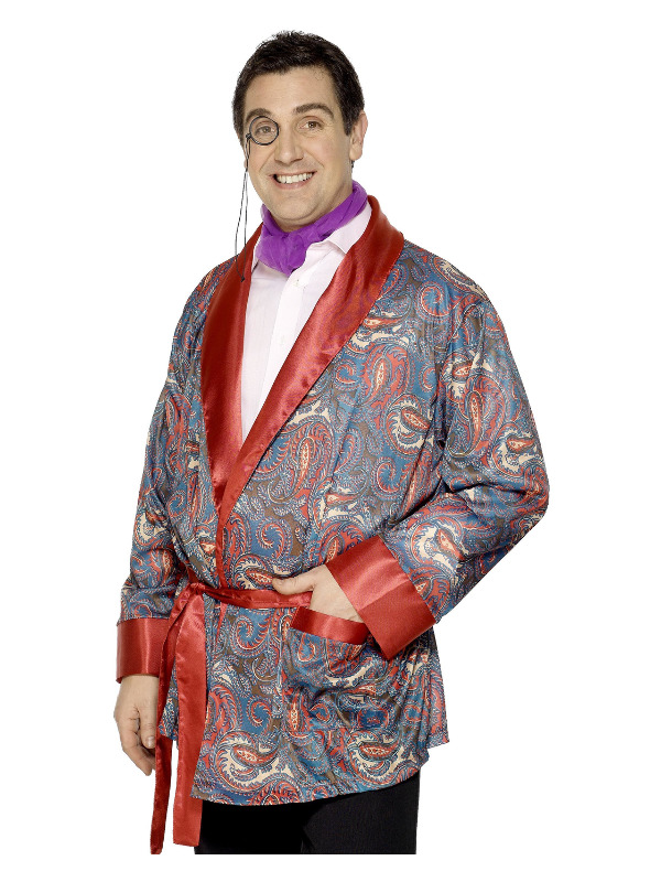 Smoking Jacket, Blue, Paisley Design