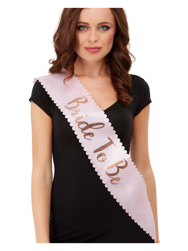Bride To Be Sash, Pink & Gold, with Scalloped Edge