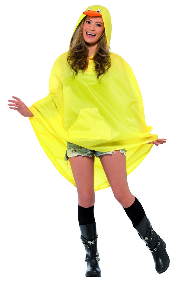 Duck Party Poncho, Yellow, with Drawstring Bag