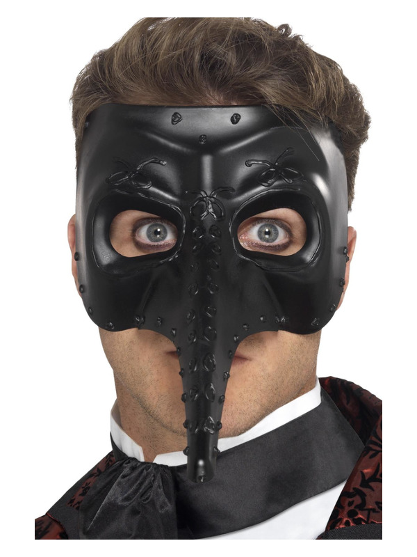 Venetian Gothic Capitano Mask, Black