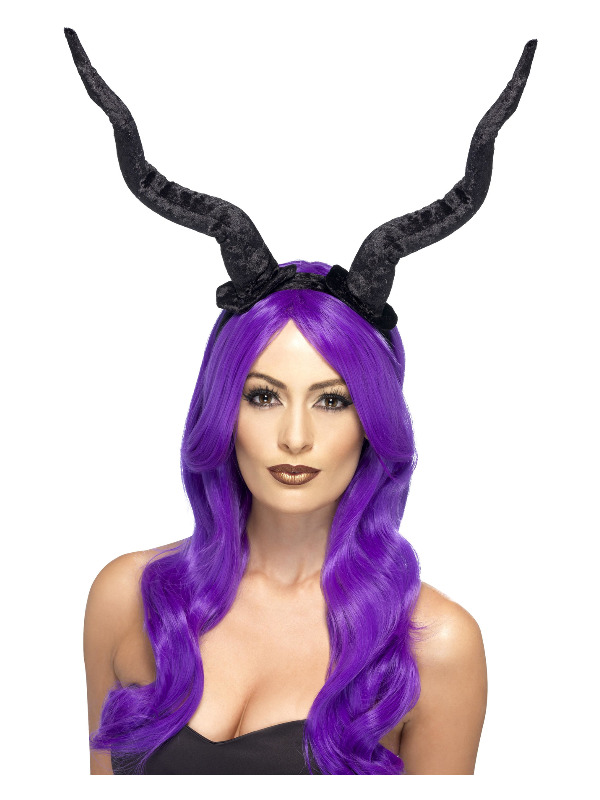 Demon Horns Headband, Black, Flexible