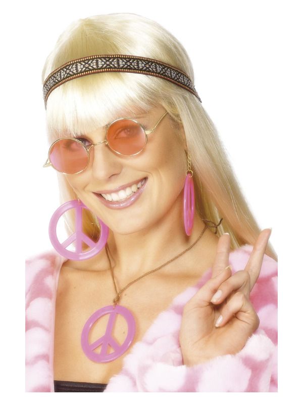 Hippie Kit, Pink, with Headband, Specs and Jewellery