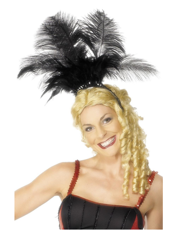 Can Can Girl Headpiece, Black, with Feathers