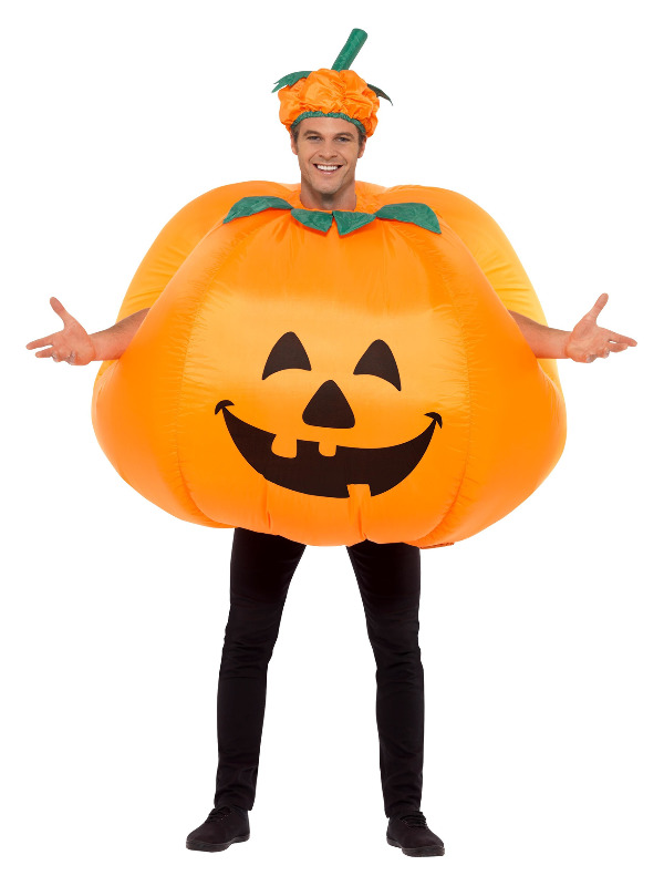 Pumpkin Inflatable Costume, Orange, with Fan, Bodysuit & Hat