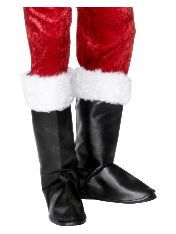 Santa Boot Covers, Black, with Fur