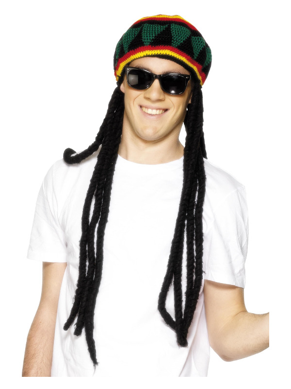 Rasta Beret, Black & Yellow, with Dreadlocks