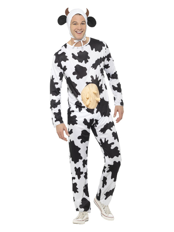 Cow Costume, Black & White, includes Jumpsuit with Udders and Headpiece