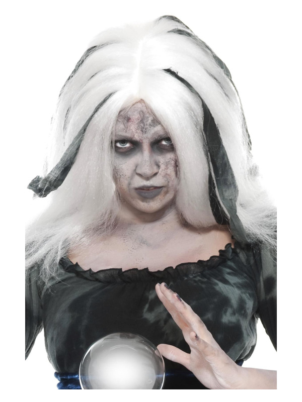 Soothsayer Wig, White, with Grey Streaks