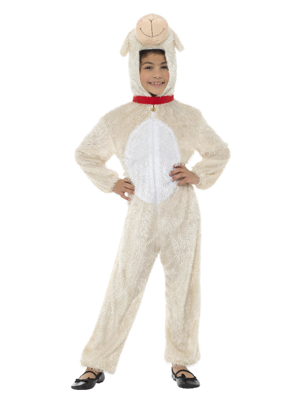 Medium Lamb Costume, Cream, with Hooded Jumpsuit