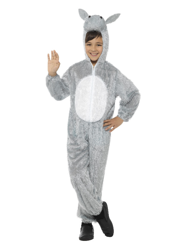 Medium Donkey Costume, Grey, with Hooded Jumpsuit