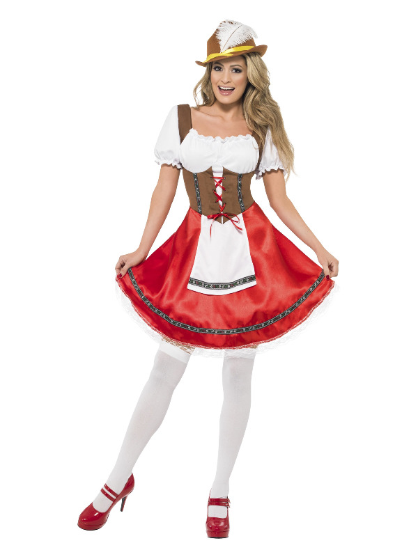 Bavarian Wench Costume, White & Red