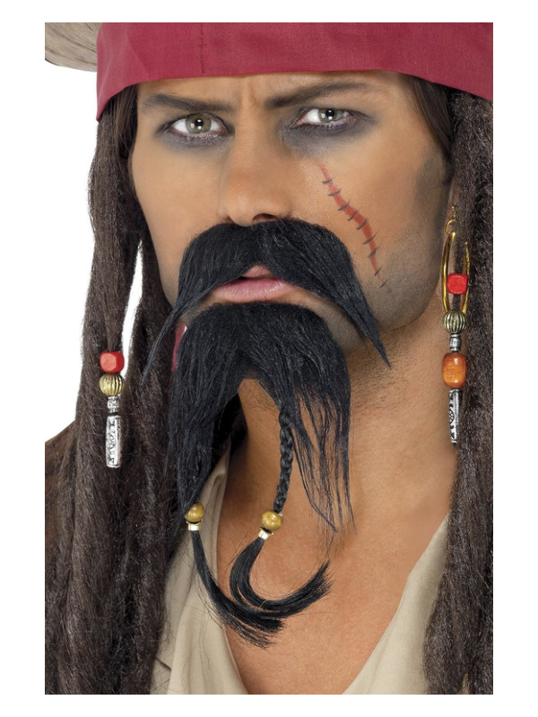 Pirate Facial Hair Set, Black, Moustache & Beard