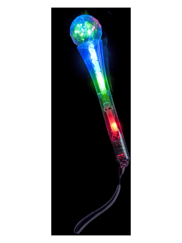 Mini Full Flashing Baton, Clear Plastic, Multi-Coloured, with Multi Function, 22cm / 9in