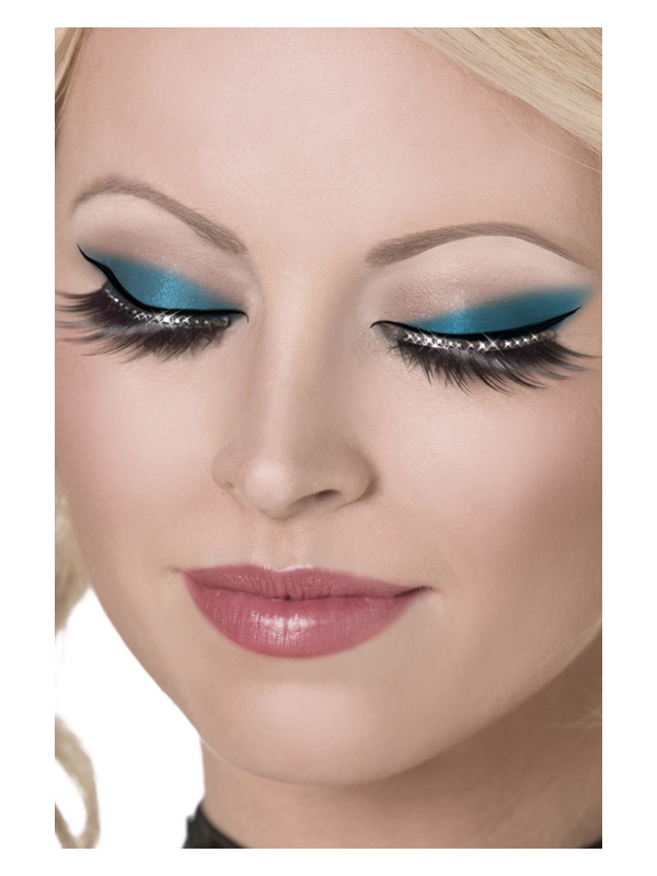 Eyelashes, Black, with Crystals, Contains Glue
