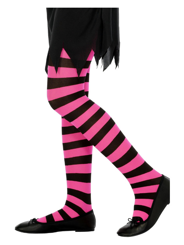 Tights, Black & Fuchsia, Age 6-12