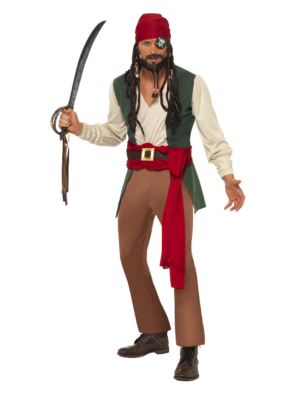 Caribbean Drunken Pirate Costume, Green