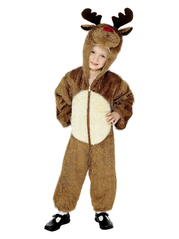 Small Reindeer Costume, Brown, with Hooded Jumpsuit