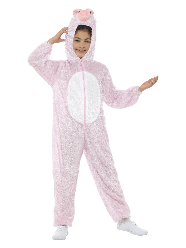 Pig Costume, Pink, with Hooded Jumpsuit