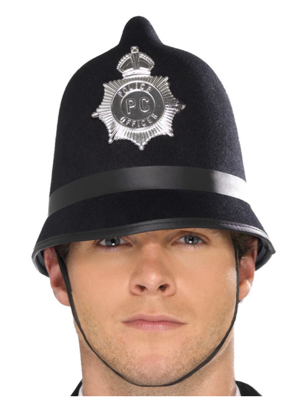 Police Hat, Black, with Badge, Felt