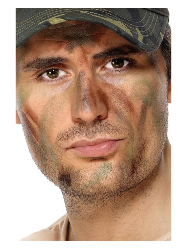 Smiffys Make-Up FX, Army Camouflage Kit, Grease, with Facepaints & Applicator