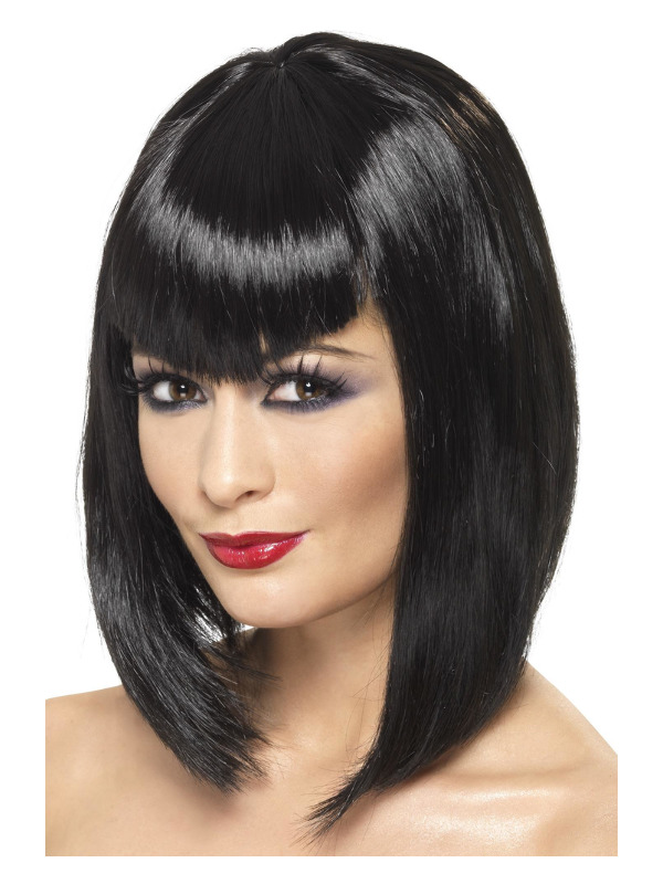 Vamp Wig, Black, Short with Fringe