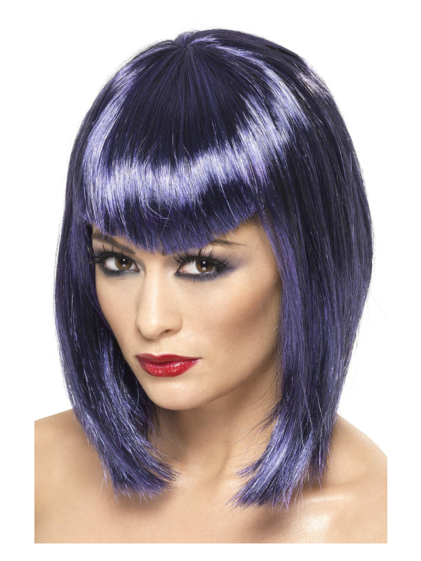 Vamp Wig, Purple, Short with Fringe