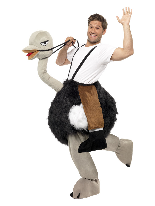 Ostrich Costume, Black, One Piece Suit, with Fake Hanging Legs