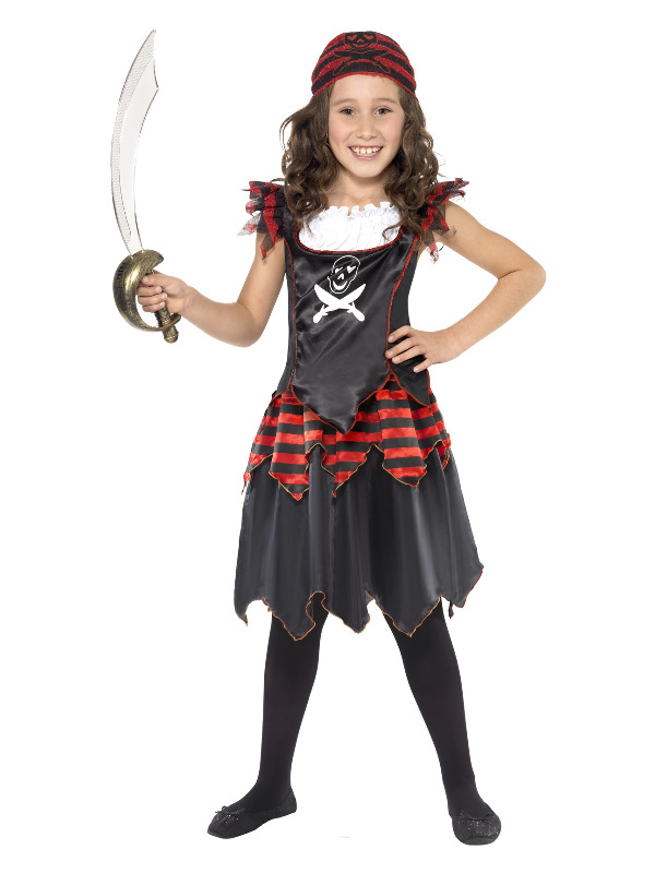 Pirate Skull & Crossbones Girl Costume, Black