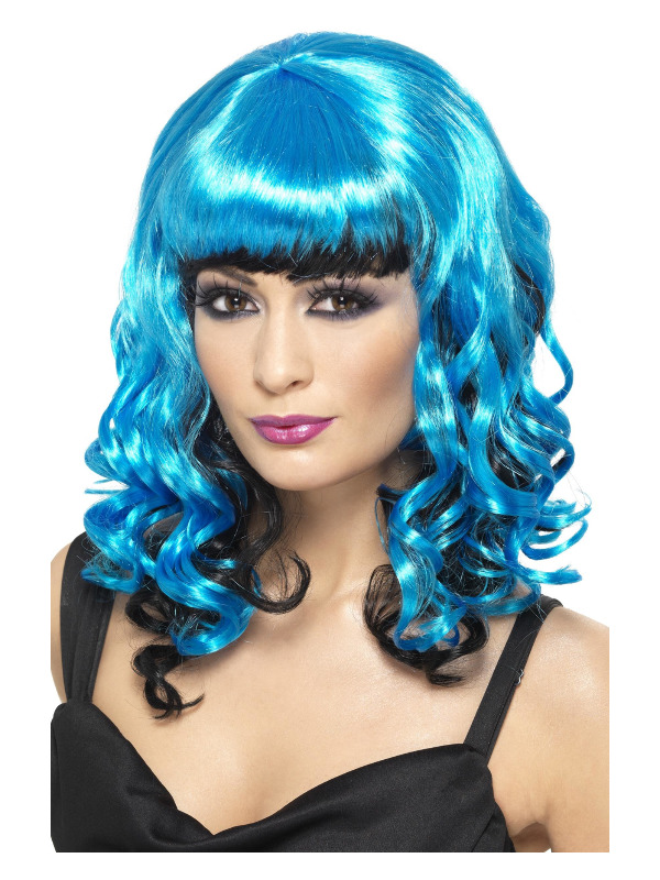 Tainted Garden Stricken Angel Wig, Blue, Shoulder Length with Fringe and Curls