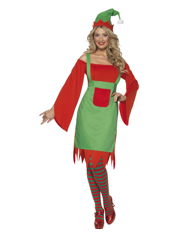 Cute Elf Costume, Red & Green