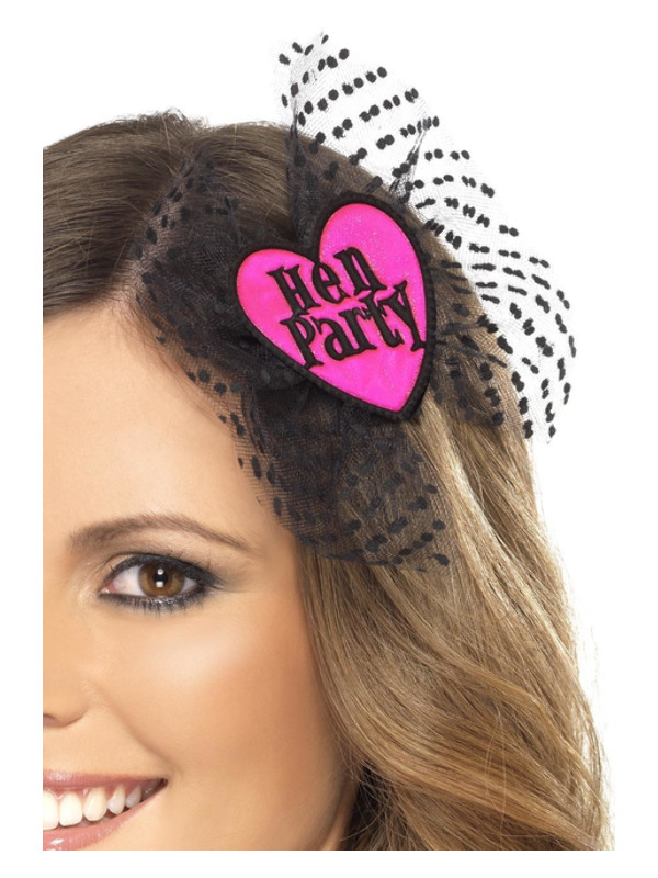 Hen Party Hair Bow, Pink, with Netting