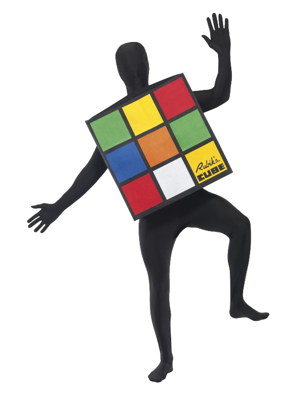 Rubik's Cube Unisex Costume, Multi-Coloured, with Cube