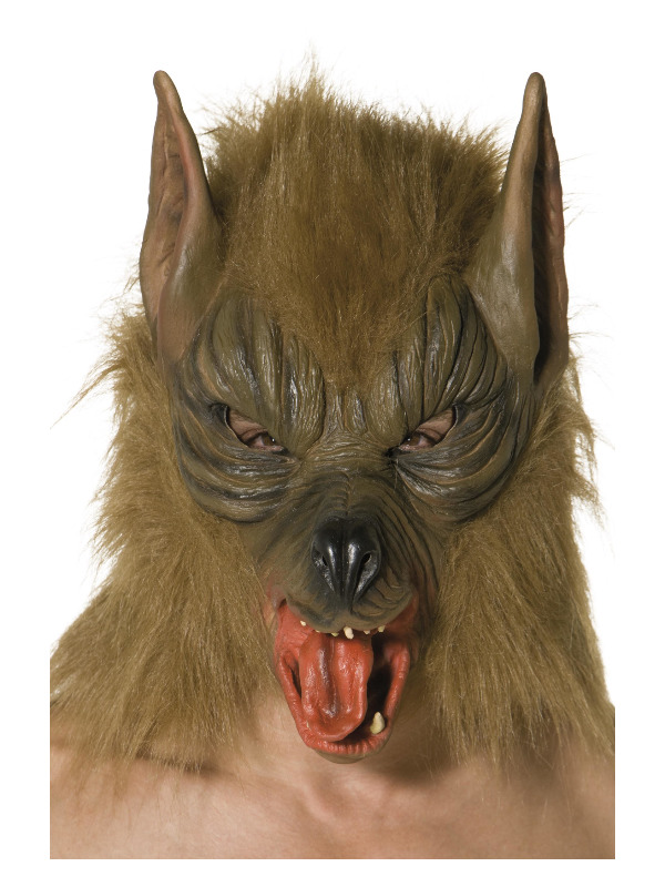 Wolf Mask, Brown, Overhead, Latex