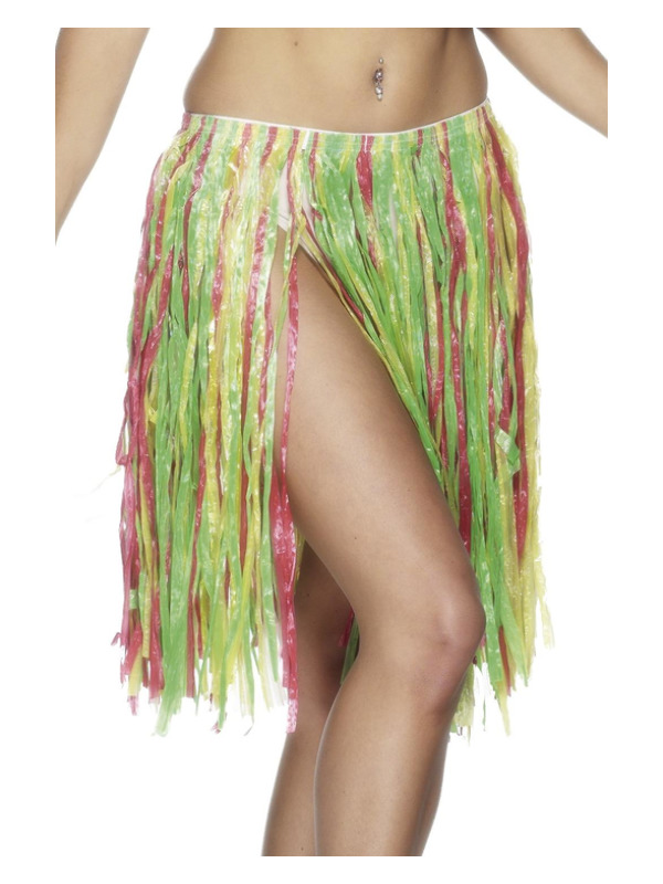 Hawaiian Hula Skirt, Multi-Coloured, Elasticated, 56cm/22 inches