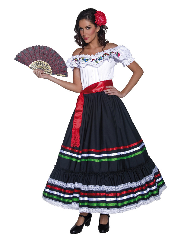 Authentic Western Sexy Senorita Costume, Black & W