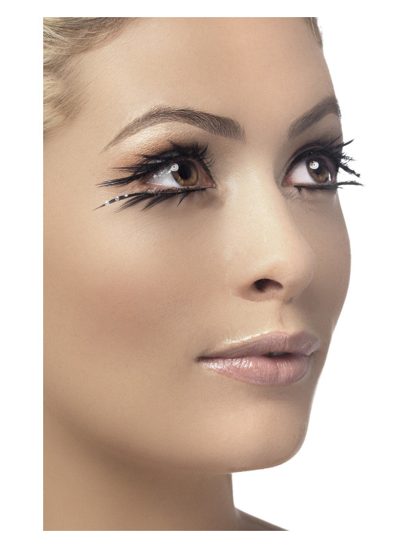 Eyelashes, Black, Top and Bottom Set, Sparkle, Contains Glue