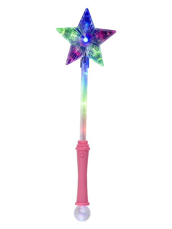 Star Wand, Pink, Light up With Disco Ball, 40cm / 16in