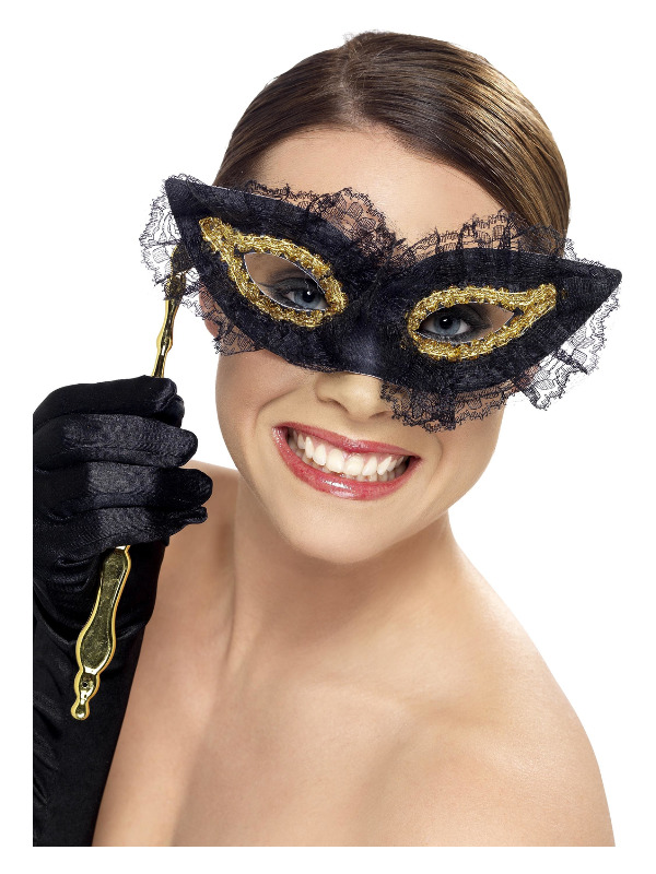 Fastidious Eyemask, Black, on Stick with Lace Trim