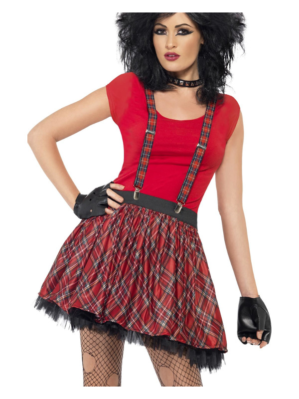 Punk Kit, Tartan, with Tutu, Braces and Fingerless Gloves