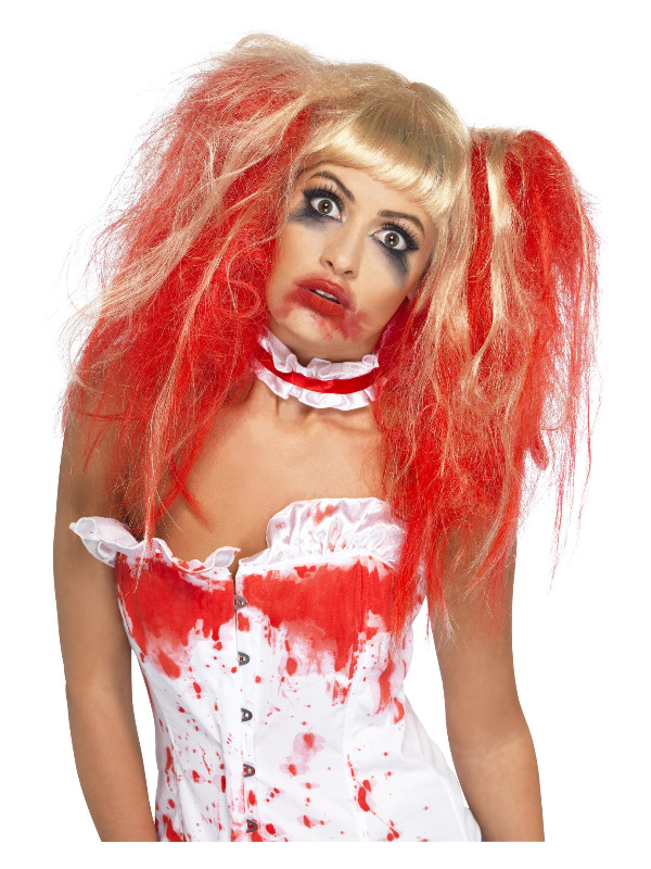 Blood Drip Wig, Blonde, with Bunches & Blood Drip Effect