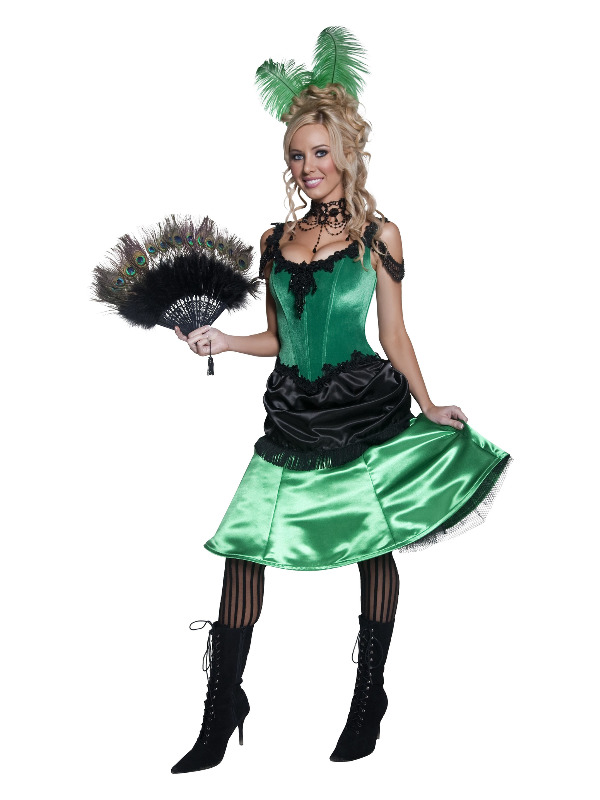 Authentic Western Saloon Girl Costume, Green