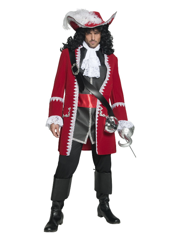 Deluxe Authentic Pirate Captain Costume, Red