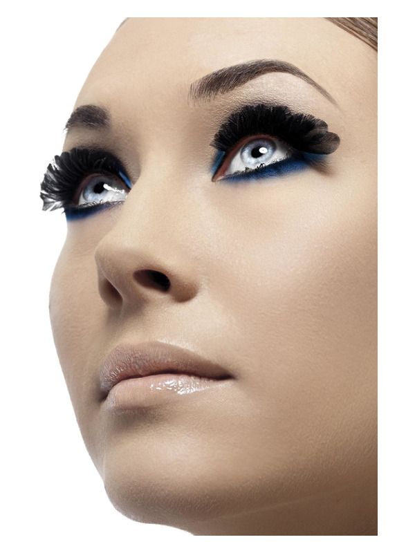Feather Eyelashes, Black, Small, Contains Glue