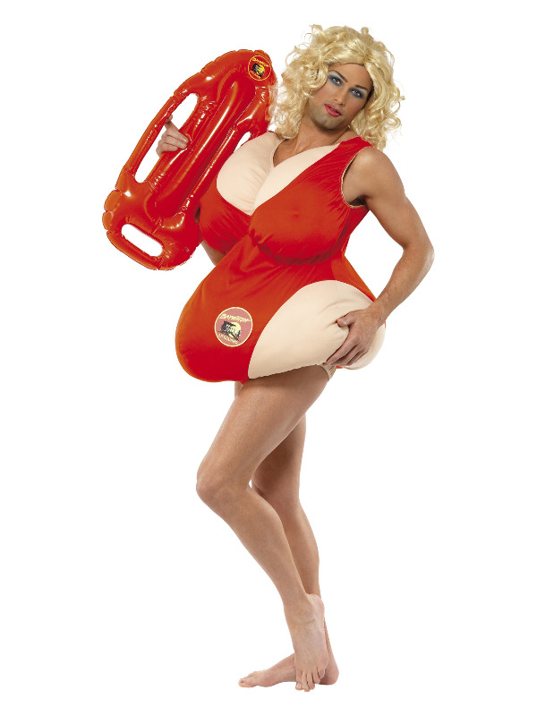 Baywatch Costume, Red, with Padded Swimsuit
