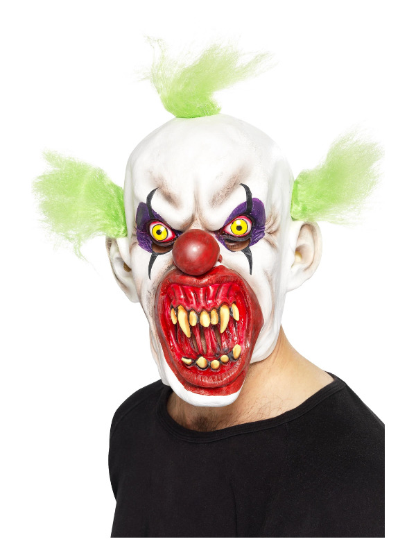 Sinister Clown Mask, White, Overhead, Latex